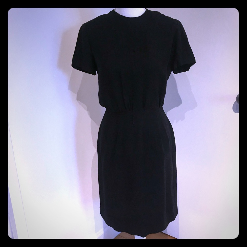Vintage 1960s black dress with gold buttons